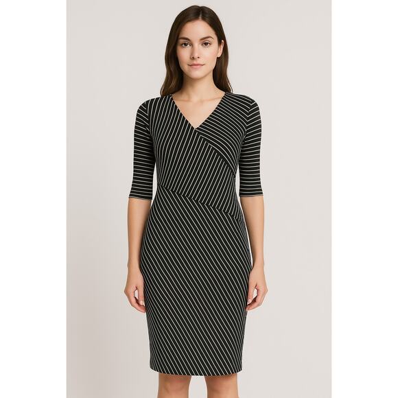 Candie's Women's Black & White Striped V-Neck Bodycon Dress – Size XL, NWT - Picture 1 of 8